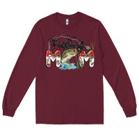 Burgundy fishing mom Long Sleeve Tee - MaliasSmallBusiness