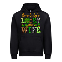 Black St. Patrick's Somebody’s lucky ass wife Urban Hoodie - OliviaCreatesArt