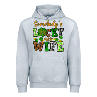 Heather Grey St. Patrick's Somebody’s lucky ass wife Urban Hoodie - OliviaCreatesArt