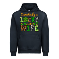 Navy St. Patrick's Somebody’s lucky ass wife Urban Hoodie - OliviaCreatesArt