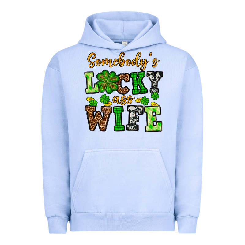 St. Patrick's Somebody’s Lucky Ass Wife Urban Hoodie by OliviaCreatesArt | Teevron