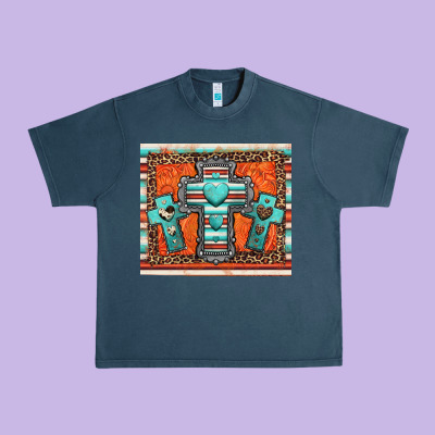 Turquoise Gemstone Crosses Urban Heavy Tee Designed By Jasminsmagicworld
