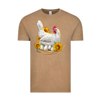Vintage Coffee Perched Chicken With Sunflowers Vintage Tee - LillyAllenDesigns