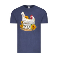 Vintage Denim Perched Chicken With Sunflowers Vintage Tee - LillyAllenDesigns