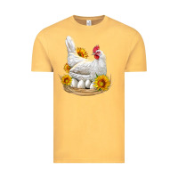 Vintage Mustard Perched Chicken With Sunflowers Vintage Tee - LillyAllenDesigns