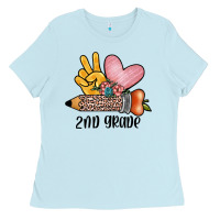 Baby Blue peace love 2nd grade Ladies Tee - JahusDesignShop