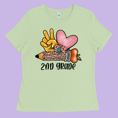 Peace Love 2nd Grade Ladies Tee Designed By Jahusdesignshop