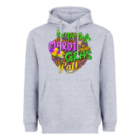 Heather Grey Happy Mardi Gras y'all Heavyweight Hoodie - NancyCooperArtShop