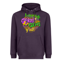Plum Happy Mardi Gras y'all Heavyweight Hoodie - NancyCooperArtShop