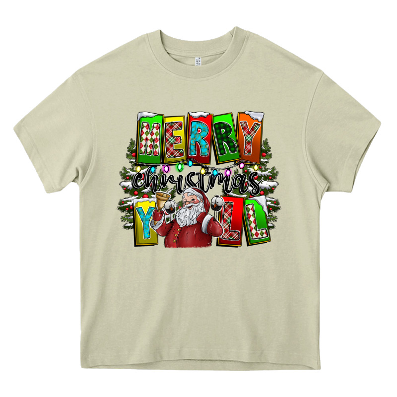 Merry Christmas Yall Heavy Core Tee by CowhideDigitalArt | Teevron