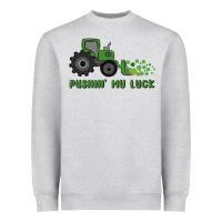 Heather Grey pushin' my luck Heavyweight Sweatshirt - MaliasSmallBusiness
