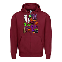 Burgundy cute ghost Zipper Hoodie - LillyAllenDesigns