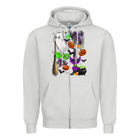 Dove Grey cute ghost Zipper Hoodie - LillyAllenDesigns