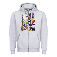 Heather Grey cute ghost Zipper Hoodie - LillyAllenDesigns
