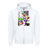 White cute ghost Zipper Hoodie - LillyAllenDesigns