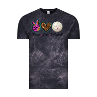 Cloud Black peace love volleyball Vintage Tee - BarkalooDesign