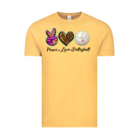 Vintage Mustard peace love volleyball Vintage Tee - BarkalooDesign