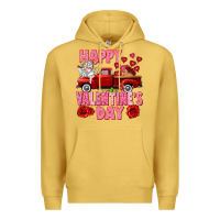 Antique Gold Happy Valentine's day red truck Premium Hoodie - HowdyJamesFarm