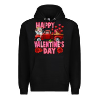 Black Happy Valentine's day red truck Premium Hoodie - HowdyJamesFarm