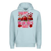 Blue Mist Happy Valentine's day red truck Premium Hoodie - HowdyJamesFarm