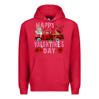 Cardinal Happy Valentine's day red truck Premium Hoodie - HowdyJamesFarm