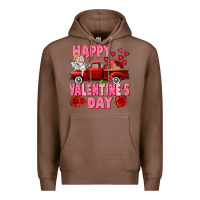 Chestnut Happy Valentine's day red truck Premium Hoodie - HowdyJamesFarm