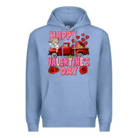 Colony Blue Happy Valentine's day red truck Premium Hoodie - HowdyJamesFarm