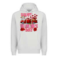 Dove Grey Happy Valentine's day red truck Premium Hoodie - HowdyJamesFarm