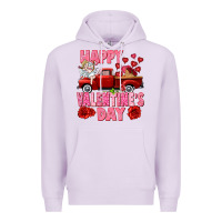 Lilac Happy Valentine's day red truck Premium Hoodie - HowdyJamesFarm