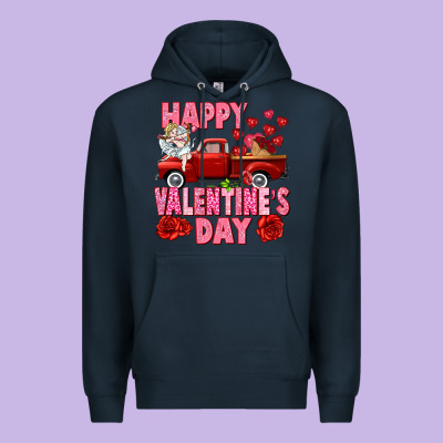 Happy Valentine's Day Red Truck Premium Hoodie Designed By Howdyjamesfarm