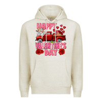 Oatmeal Heather Happy Valentine's day red truck Premium Hoodie - HowdyJamesFarm