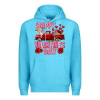 Ocean Blue Happy Valentine's day red truck Premium Hoodie - HowdyJamesFarm