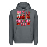 Rock Happy Valentine's day red truck Premium Hoodie - HowdyJamesFarm