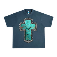 Midnight Navy turquoise gemstone cross Urban Heavy Tee - Jasminsmagicworld