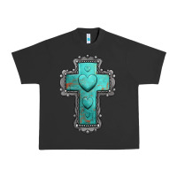 Pigment Black turquoise gemstone cross Urban Heavy Tee - Jasminsmagicworld