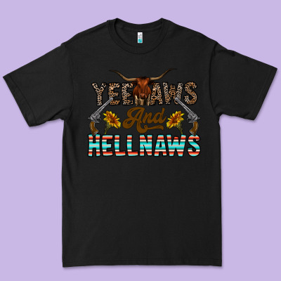 Yeehaws And Hellnaws Premium Tee Designed By Cowhidedigitalart