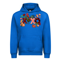 Cobalt Rooster Valentine's Day xoxo Urban Hoodie - FaDigitalArtStudio