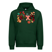 Forest Green Rooster Valentine's Day xoxo Urban Hoodie - FaDigitalArtStudio