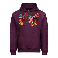 Mauve Wine Rooster Valentine's Day xoxo Urban Hoodie - FaDigitalArtStudio