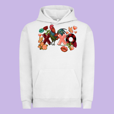 Rooster Valentine's Day Xoxo Urban Hoodie Designed By Fadigitalartstudio