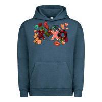 Pigment Midnight Navy Rooster Valentine's Day xoxo Urban Hoodie - FaDigitalArtStudio