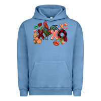 Pigment Pebble Blue Rooster Valentine's Day xoxo Urban Hoodie - FaDigitalArtStudio