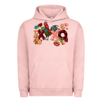 Pigment Salmon Rooster Valentine's Day xoxo Urban Hoodie - FaDigitalArtStudio