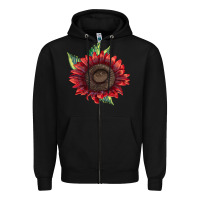 Black ProCut Red Sunflower Zipper Hoodie - LillyAllenDesigns