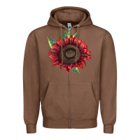 Chestnut ProCut Red Sunflower Zipper Hoodie - LillyAllenDesigns