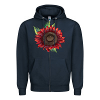 Navy ProCut Red Sunflower Zipper Hoodie - LillyAllenDesigns