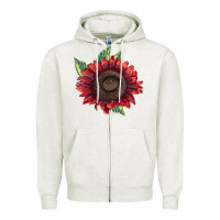 Oatmeal Heather ProCut Red Sunflower Zipper Hoodie - LillyAllenDesigns