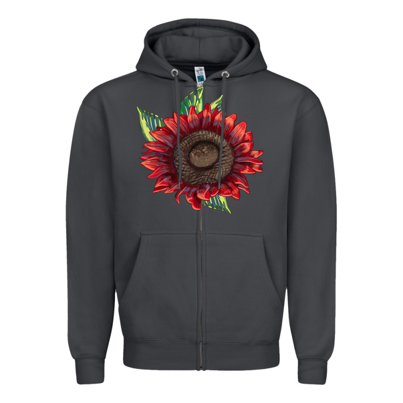 Procut Red Sunflower Zipper Hoodie by LillyAllenDesigns | Teevron