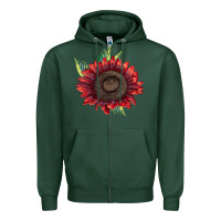 Sports Green ProCut Red Sunflower Zipper Hoodie - LillyAllenDesigns