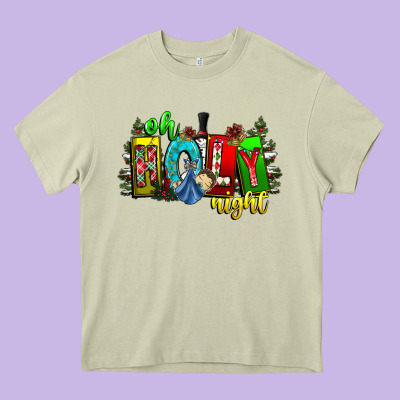 Oh Holy Night Heavy Core Tee Designed By Cowhidedigitalart